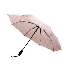 Load image into Gallery viewer, Nollia Pink Gingham Auto-Open Compact Umbrella – 12" Travel Size, Wind-Resistant