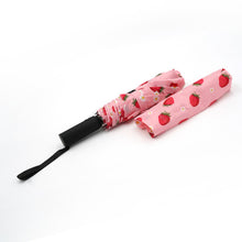 Load image into Gallery viewer, Nollia Strawberry Print Auto Open Compact Umbrella – Lightweight & Windproof