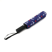 Load image into Gallery viewer, Nollia Nautical Anchor Auto-Open Compact Umbrella – 12" Travel Size, Navy