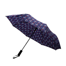 Load image into Gallery viewer, Nollia Nautical Anchor Auto-Open Compact Umbrella – 12" Travel Size, Navy