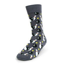 Load image into Gallery viewer, Parquet Men’s Bowling Ball Novelty Crew Socks – Gray or Black