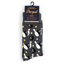 Load image into Gallery viewer, Parquet Men’s Bowling Ball Novelty Crew Socks – Gray or Black