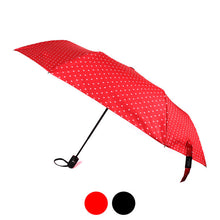 Load image into Gallery viewer, Nollia Compact Heart Pattern Auto-Open Umbrella – 12" Travel Size, Red or Black, Wind-Resistant