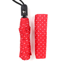 Load image into Gallery viewer, Nollia Compact Heart Pattern Auto-Open Umbrella – 12" Travel Size, Red or Black, Wind-Resistant