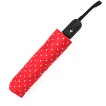 Load image into Gallery viewer, Nollia Compact Heart Pattern Auto-Open Umbrella – 12" Travel Size, Red or Black, Wind-Resistant