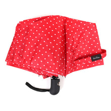 Load image into Gallery viewer, Nollia Compact Heart Pattern Auto-Open Umbrella – 12" Travel Size, Red or Black, Wind-Resistant