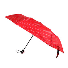 Load image into Gallery viewer, Nollia Compact Heart Pattern Auto-Open Umbrella – 12" Travel Size, Red or Black, Wind-Resistant