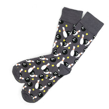 Load image into Gallery viewer, Parquet Men’s Bowling Ball Novelty Crew Socks – Gray or Black