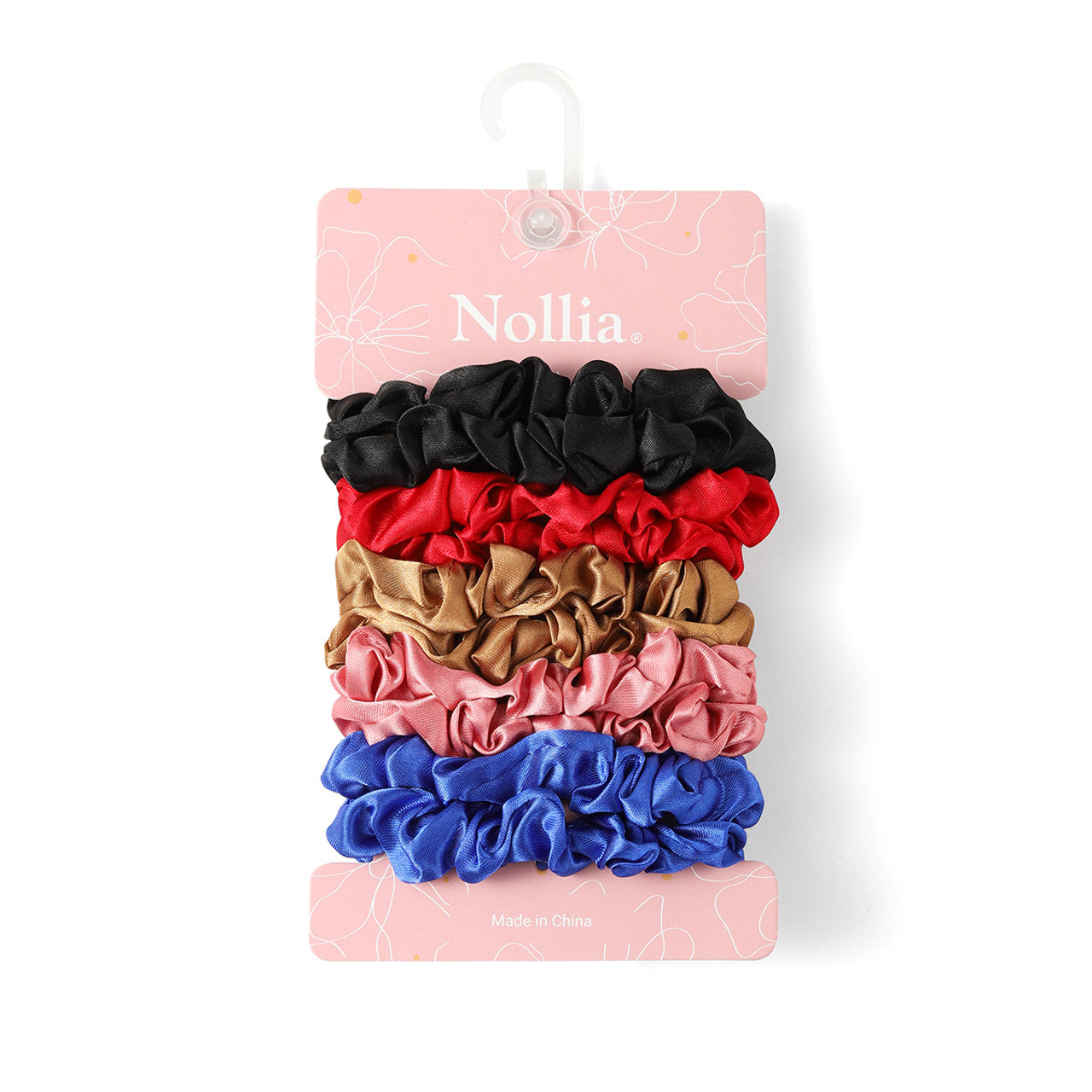 Nollia 10-Pack Satin-Feel Thin Hair Scrunchie Set – Soft, Lightweight & Stylish