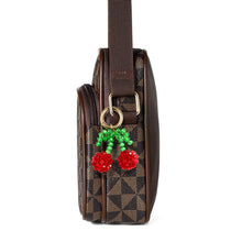 Load image into Gallery viewer, Nollia Crystal Beaded Cherry Bag Charm – Sparkly Red Fruit Keychain Accessory
