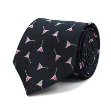 Load image into Gallery viewer, Parquet Martini Glass Pattern Novelty Tie – 4 Color Options
