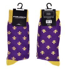 Load image into Gallery viewer, Feraricci Men’s Fleur-de-lis Novelty Crew Socks
