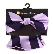 Load image into Gallery viewer, Laurant Bennet Two-Tone Diagonal Bow Tie &amp; Matching Hanky Set
