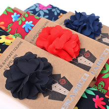 Load image into Gallery viewer, Feraricci Men’s Bright Floral Cotton Skinny Tie Gift Set – Includes Pocket Square &amp; Lapel Flower (Red, Navy, or Black)
