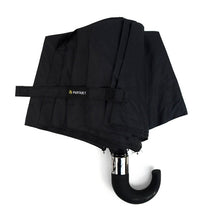 Load image into Gallery viewer, Parquet Black Compact Umbrella – Auto-Open, Rubberized Curved Handle, 12&quot; Travel Size
