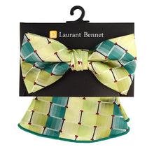 Load image into Gallery viewer, Laurant Bennet Striped Geometric Banded Bow Tie &amp; Matching Hanky Set
