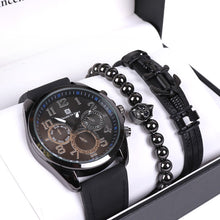 Load image into Gallery viewer, Vincent Di Mani Men's Watch &amp; Bracelet Gift Set – 3-Piece All Black Gift Box
