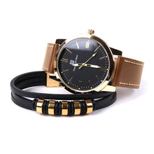 Load image into Gallery viewer, Vincent Di Mani Men's Watch &amp; Bracelet Gift Set – 2-Piece Leather Boxed Set
