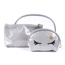 Load image into Gallery viewer, Nollia Glitter Eyes 3-Piece Cosmetic Bag Set
