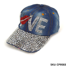 Load image into Gallery viewer, Nollia 12-Piece Assorted Bling Studs Denim Caps – 100% Cotton | Adjustable Fit
