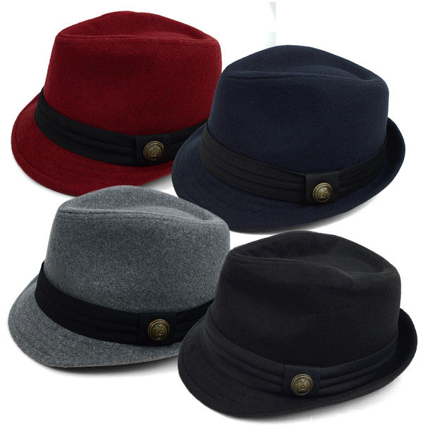Westend Fall/Winter Trilby Fedora Hat with Button Accent & Band Trim