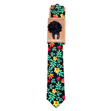 Load image into Gallery viewer, Feraricci Men’s Bright Floral Cotton Skinny Tie Gift Set – Includes Pocket Square &amp; Lapel Flower (Red, Navy, or Black)
