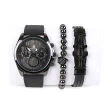 Load image into Gallery viewer, Vincent Di Mani Men's Watch &amp; Bracelet Gift Set – 3-Piece All Black Gift Box
