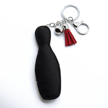 Load image into Gallery viewer, Nollia Bling Crystal Bowling Pin Bag Charm – Sparkly Sports Keychain
