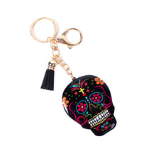 Load image into Gallery viewer, Nollia Sugar Skull Tassel Charm – Colorful Keychain Accessory (8 Options)
