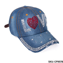 Load image into Gallery viewer, Nollia 12-Piece Assorted Bling Studs Denim Caps – 100% Cotton | Adjustable Fit
