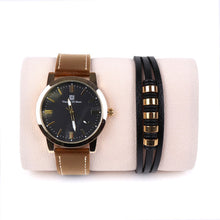 Load image into Gallery viewer, Vincent Di Mani Men's Watch &amp; Bracelet Gift Set – 2-Piece Leather Boxed Set
