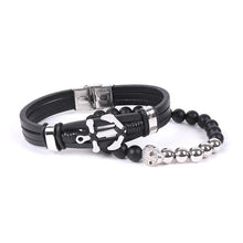 Load image into Gallery viewer, Vincent Di Mani Men's Watch &amp; Bracelet Gift Set – 3-Piece Skull Bead &amp; Anchor Leather Set
