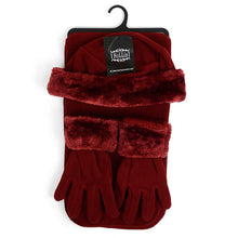 Load image into Gallery viewer, Nollia Women’s Fleece Winter Hat, Scarf &amp; Gloves Set with Faux Fur Trim
