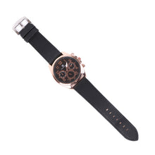 Load image into Gallery viewer, Vincent Di Mani Men&#39;s Watch &amp; Bracelet Gift Set – 3-Piece Rose Gold Black Leather Set
