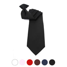 Load image into Gallery viewer, Umo Lorenzo Poly Solid Clip-On Tie – 19" Long, 9 Color Options, Pre-Tied Microfiber
