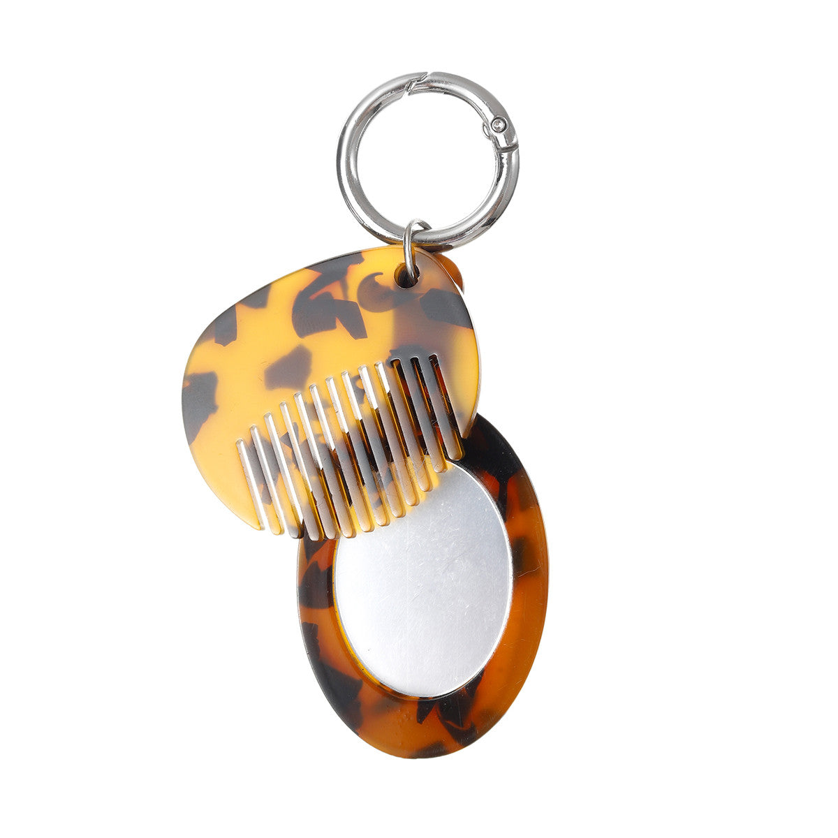 Tortoiseshell Acrylic Comb & Mirror Bag Charm