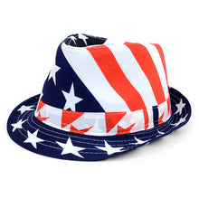 Load image into Gallery viewer, Westend Spring/Summer Stars &amp; Stripes American Flag Trilby Fedora Hat

