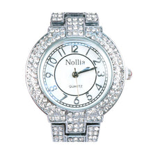 Load image into Gallery viewer, Nollia Silver Tone Ladies Dressy Watch – Crystal Accent Quartz Bracelet Style
