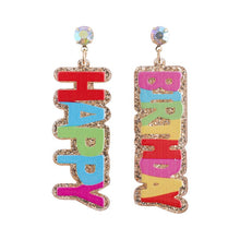 Load image into Gallery viewer, Nollia Glitter Happy Birthday Earrings – Pink &amp; Multicolor Statement Party Jewelry
