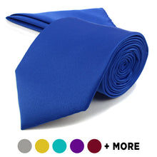 Load image into Gallery viewer, Feraricci [Promotion] Solid Satin Tie &amp; Matching Hanky Set – 3.25" Poly Neck Tie, 16 Color Options
