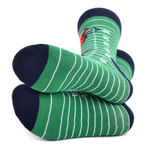 Load image into Gallery viewer, Parquet Men’s Football Field Novelty Crew Socks – Green Sports Theme
