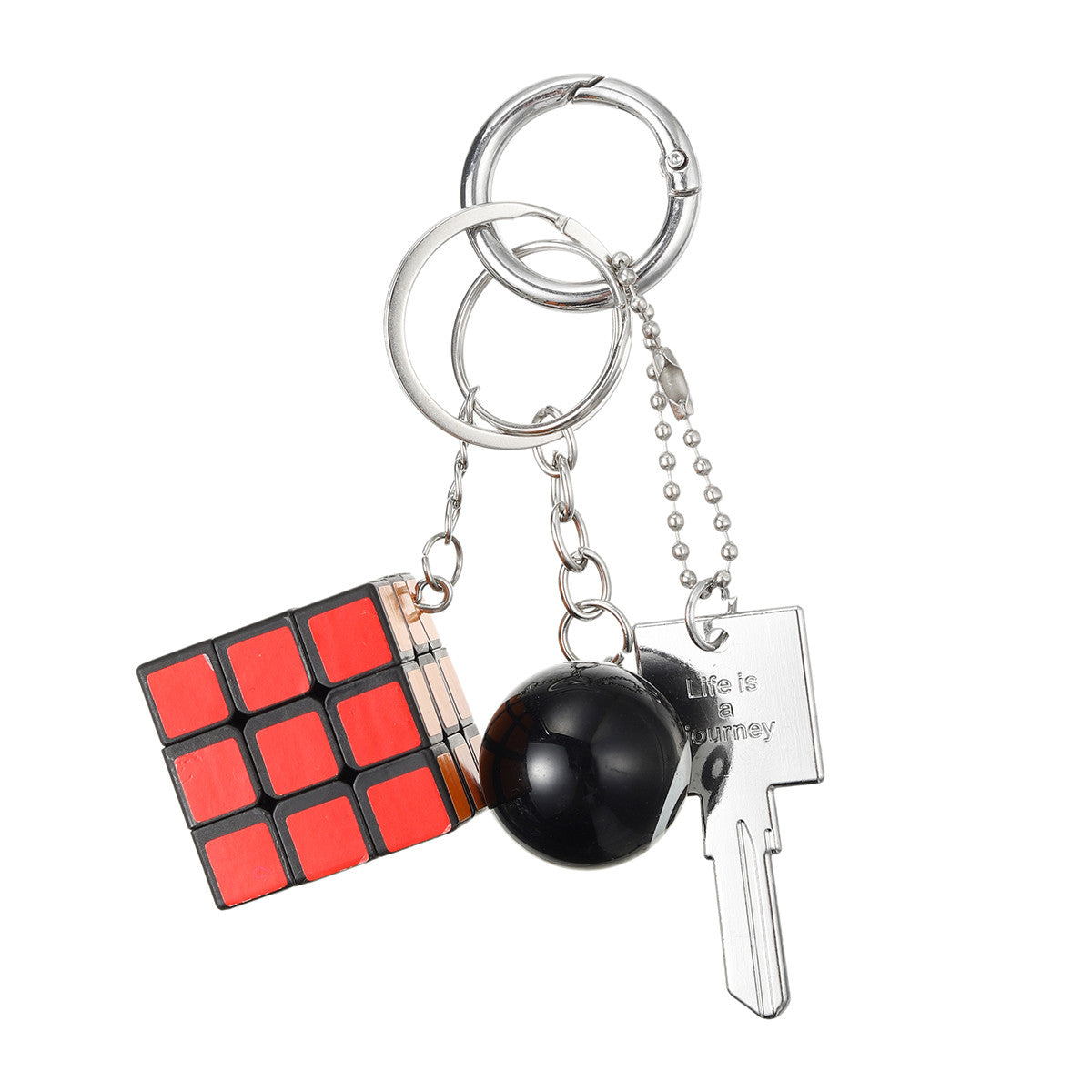Mini Rubik Cube & Engraved Key Bag Charm
