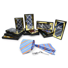 Load image into Gallery viewer, Umo Lorenzo 12pc Assorted Boxed Tie, Cufflink, Tie Bar &amp; Hanky Set
