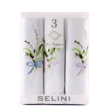 Load image into Gallery viewer, Selini Women's Embroidered Cotton Handkerchief Set – 3pc Box, 12 Pack
