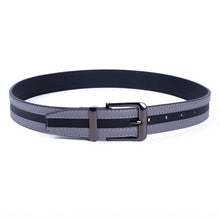 Load image into Gallery viewer, Umo Lorenzo Men's Striped Vegan Leather Casual Belt – Gray, 4 Sizes
