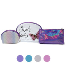 Load image into Gallery viewer, Nollia &quot;Sweet Love&quot; Butterfly 3-Piece Cosmetic Bag Set
