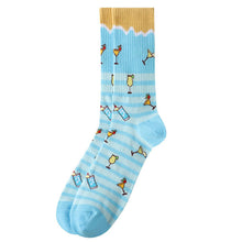 Load image into Gallery viewer, Parquet Men’s Tropical Cocktail Novelty Crew Socks – Sky Blue
