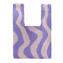 Load image into Gallery viewer, Nollia Purple Wavy Pattern Mini Knit Tote Bag
