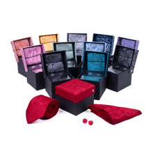 Load image into Gallery viewer, Clericci 12-Piece ASSORTED Spring/Summer Paisley Tie, Hanky &amp; Cufflink Gift Box Set
