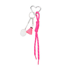 Load image into Gallery viewer, Pink Badminton Racket &amp; Shuttlecock Bag Charm
